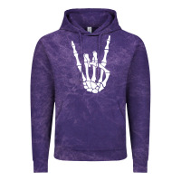 Cloud Purple halloween skeleton hand horns rock n roll music lover tank top Vintage Hoodie - trangStudio