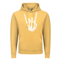 Vintage Mustard halloween skeleton hand horns rock n roll music lover tank top Vintage Hoodie - trangStudio