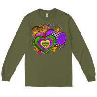Army Green mardi gras heart olivia Long Sleeve Tee - OliviaCreatesArt