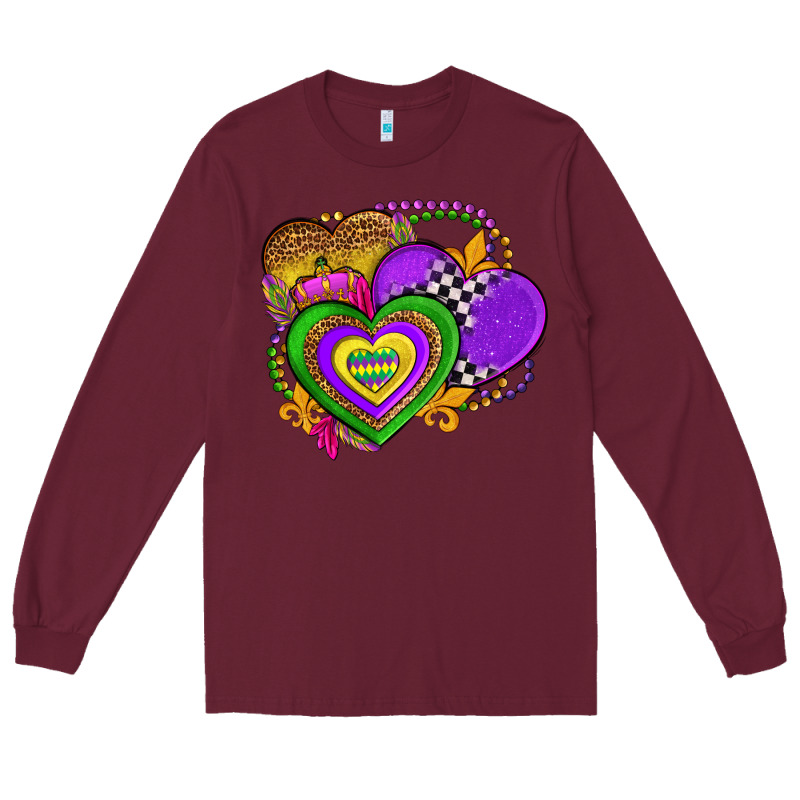 Mardi Gras Heart Olivia Long Sleeve Tee by OliviaCreatesArt | Teevron