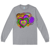 Heather Grey mardi gras heart olivia Long Sleeve Tee - OliviaCreatesArt