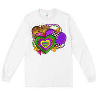 White mardi gras heart olivia Long Sleeve Tee - OliviaCreatesArt