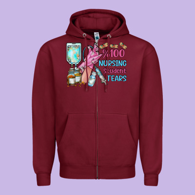 Nursing Student Tears Zipper Hoodie Designed By Racoondesign