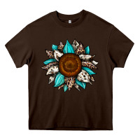 Chocolate Brown sunflower cowhide Heavy Core Tee - JahusDesignShop