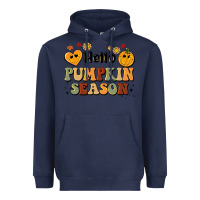 Navy hello pumpkin season Heavyweight Hoodie - BarkalooDesign