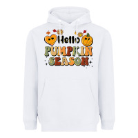 White hello pumpkin season Heavyweight Hoodie - BarkalooDesign