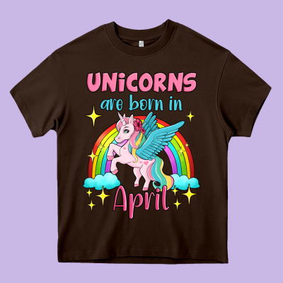 Unicorns Are Born In April Heavy Core Tee Designed By Jasminsmagicworld