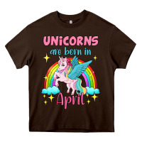 Chocolate Brown unicorns are born in april Heavy Core Tee - Jasminsmagicworld