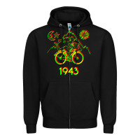Black Bicycle Day 1943 LSD Acid Hofmann Trip Zipper Hoodie - trangStudio