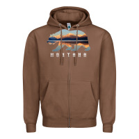 Chestnut Montana Bear with Glacier National Park Lake Image Souvenir Zipper Hoodie - trangStudio