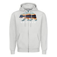 Dove Grey Montana Bear with Glacier National Park Lake Image Souvenir Zipper Hoodie - trangStudio