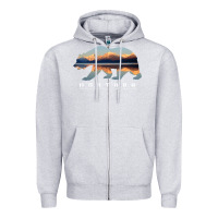 Heather Grey Montana Bear with Glacier National Park Lake Image Souvenir Zipper Hoodie - trangStudio