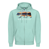 Seafoam Montana Bear with Glacier National Park Lake Image Souvenir Zipper Hoodie - trangStudio