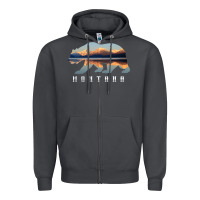 Smoke Montana Bear with Glacier National Park Lake Image Souvenir Zipper Hoodie - trangStudio