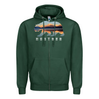 Sports Green Montana Bear with Glacier National Park Lake Image Souvenir Zipper Hoodie - trangStudio