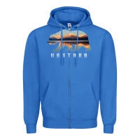 True Royal Montana Bear with Glacier National Park Lake Image Souvenir Zipper Hoodie - trangStudio