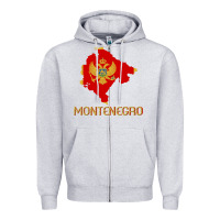 Heather Grey Montenegrin Flag  Montenegro Zipper Hoodie - trangStudio