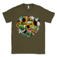 Army Green Texas Map Sunflower Cactus Serape Classic Tee - RanaPortraitStore