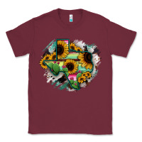 Burgundy Texas Map Sunflower Cactus Serape Classic Tee - RanaPortraitStore