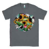 Charcoal Heather Texas Map Sunflower Cactus Serape Classic Tee - RanaPortraitStore