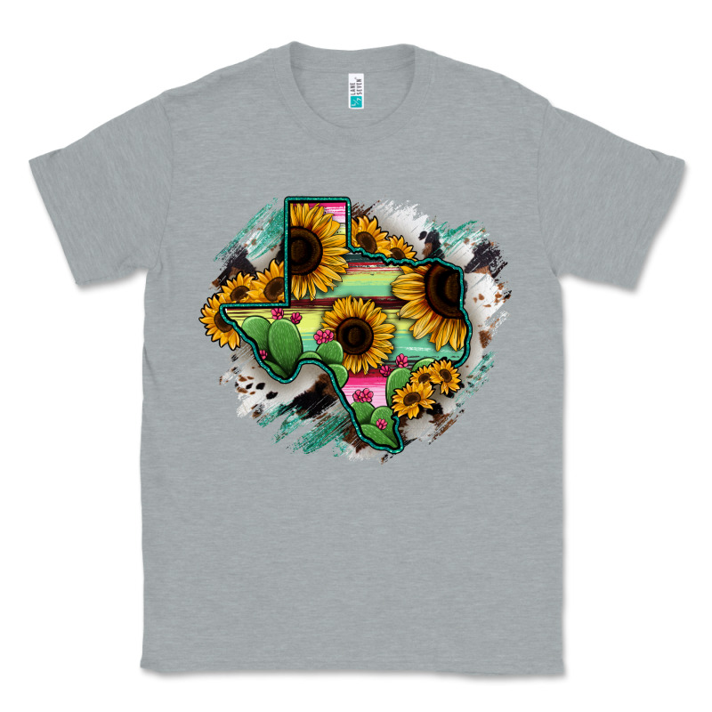 Texas Map Sunflower Cactus Serape Classic Tee by RanaPortraitStore | Teevron