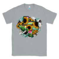 Heather Grey Texas Map Sunflower Cactus Serape Classic Tee - RanaPortraitStore