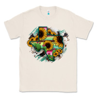 Natural Texas Map Sunflower Cactus Serape Classic Tee - RanaPortraitStore