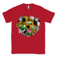 Red Texas Map Sunflower Cactus Serape Classic Tee - RanaPortraitStore