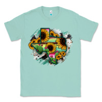 Seafoam Texas Map Sunflower Cactus Serape Classic Tee - RanaPortraitStore