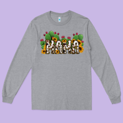 Cactus Cowhide Sunflower Mama And Mini Set Long Sleeve Tee Designed By Jasminsmagicworld