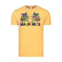 Vintage Mustard mardi gras skeleton hands Vintage Tee - CowGirlArtShop