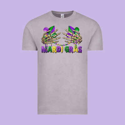 Mardi Gras Skeleton Hands Vintage Tee Designed By Cowgirlartshop
