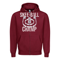 Burgundy Distressed Skeeball - Skee-ball Champ - Traveling Carnival Zipper Hoodie - trangStudio