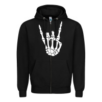 Black halloween skeleton hand horns rock n roll music lover tank top Zipper Hoodie - trangStudio