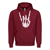 Burgundy halloween skeleton hand horns rock n roll music lover tank top Zipper Hoodie - trangStudio
