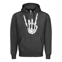 Charcoal Heather halloween skeleton hand horns rock n roll music lover tank top Zipper Hoodie - trangStudio