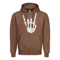 Chestnut halloween skeleton hand horns rock n roll music lover tank top Zipper Hoodie - trangStudio