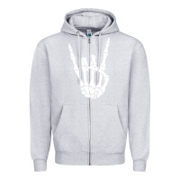 Heather Grey halloween skeleton hand horns rock n roll music lover tank top Zipper Hoodie - trangStudio