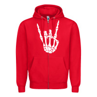 Red halloween skeleton hand horns rock n roll music lover tank top Zipper Hoodie - trangStudio