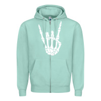 Seafoam halloween skeleton hand horns rock n roll music lover tank top Zipper Hoodie - trangStudio