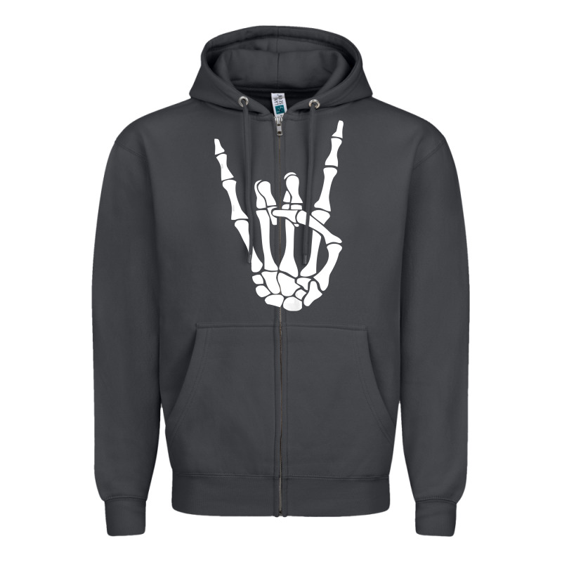 Halloween Skeleton Hand Horns Rock N Roll Music Lover Tank Top Zipper Hoodie by trangStudio | Teevron