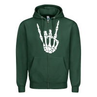 Sports Green halloween skeleton hand horns rock n roll music lover tank top Zipper Hoodie - trangStudio
