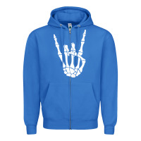 True Royal halloween skeleton hand horns rock n roll music lover tank top Zipper Hoodie - trangStudio