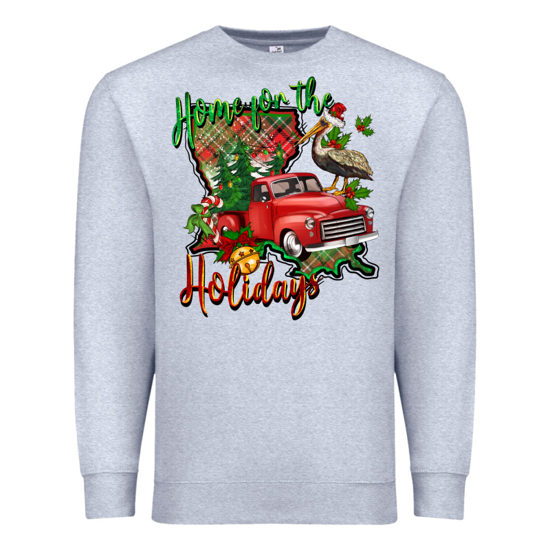 Home For The Holidays Louisiana Premium Sweatshirt by BarkalooDesign | Teevron