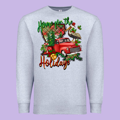 Home For The Holidays Louisiana Premium Sweatshirt Designed By Barkaloodesign