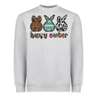 Heather Grey Happy Easter Heavyweight Sweatshirt - CowhideDigitalArt