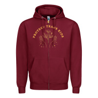 Burgundy Protect Trans Kids Zipper Hoodie - trangStudio