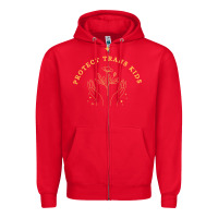Red Protect Trans Kids Zipper Hoodie - trangStudio
