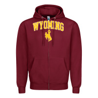 Burgundy Kids Wyoming Cowboys Apparel Fan Favorite Brown Arch Zipper Hoodie - trangStudio