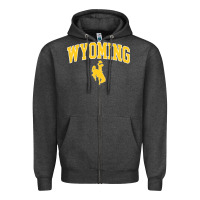 Charcoal Heather Kids Wyoming Cowboys Apparel Fan Favorite Brown Arch Zipper Hoodie - trangStudio